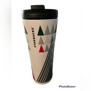 Starbucks 2017 Multi-Colored Geometric Triangle Trees Holiday 12oz Travel Mug